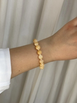 Żółta bransoletka z naturalnych kamieni nefrytu | Upiększaj