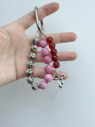 Handmade Dalmatian jasper and jade keychain on steel wire with stainless steel elements – photo 3