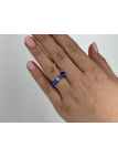 Handmade blue jade stretch ring with a gold-plated 925 silver bead on 0.4 mm cord – photo 3