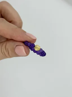 Elastyczny pierścionek z fioletowego jadeitu | Upiększaj