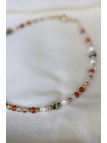 Anklet with citrine, carnelian, Dalmatian jasper, natural pearls and hematite, handmade – photo 3