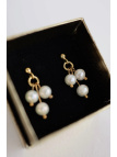 Drop stud earrings with natural freshwater pearls and gold-plated 925 silver, handmade – photo 3