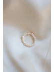 Ring with natural cultured freshwater pearls (2–3 mm) on elastic cord, handmade – photo 3