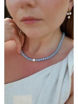 Błękitny naszyjnik z perłą | Upiększaj