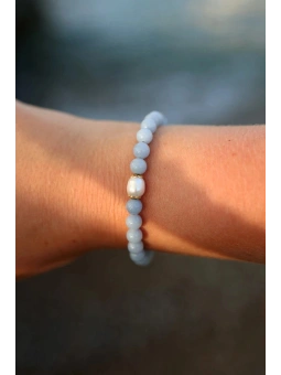 Błękitna bransoletka z perłą | Upiększaj