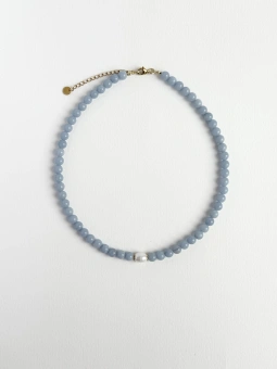 Błękitny naszyjnik z perłą | Upiększaj