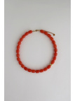 Orange coral necklace with a gold-plated silver clasp and spacer on steel wire, handmade – photo 2