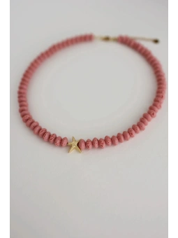 Różowy naszyjnik z lawy wulkanicznej z rozgwiazdą | Upiększaj