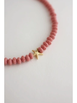 Różowy naszyjnik z lawy wulkanicznej z rozgwiazdą | Upiększaj