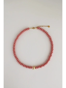 Różowy naszyjnik z lawy wulkanicznej z rozgwiazdą | Upiększaj