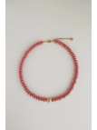 Adjustable pink lava stone necklace with a starfish pendant and gold-plated silver elements, handmade – photo 3