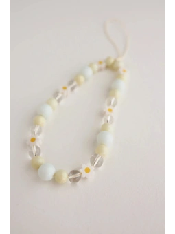 Żółta zawieszka do telefonu z koralików ze stokrotkami | Upiększaj