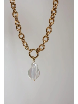 Złoty naszyjnik ze stali nierdzewnej z perłą hodowlaną | Upiększaj