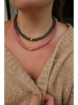 Różowy naszyjnik z lawy wulkanicznej z rozgwiazdą | Upiększaj