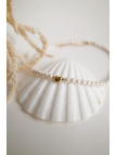 Freshwater pearl and hematite necklace with a gold stainless steel heart spacer, handmade – photo 7