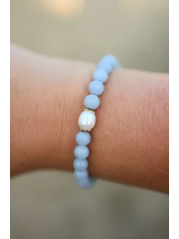 Błękitna bransoletka z perłą | Upiększaj