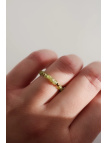 Stretch ring made of tiny peridot and hematite cubes on elastic cord, adjusts to your finger size, handmade