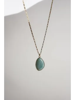 Długi naszyjnik na łańcuszku ze stali chirurgicznej z amazonitem | Upiększaj