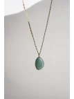 Długi naszyjnik na łańcuszku ze stali chirurgicznej z amazonitem | Upiększaj