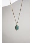 Long surgical steel chain necklace with a large amazonite pendant, handmade – photo 4