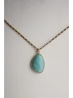 Długi naszyjnik na łańcuszku ze stali chirurgicznej z amazonitem | Upiększaj