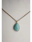 Long surgical steel chain necklace with a large amazonite pendant, handmade – photo 5