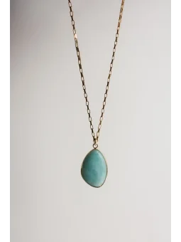 Długi naszyjnik na łańcuszku ze stali chirurgicznej z amazonitem | Upiększaj