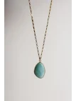 Długi naszyjnik na łańcuszku ze stali chirurgicznej z amazonitem | Upiększaj