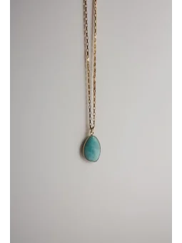 Długi naszyjnik na łańcuszku ze stali chirurgicznej z amazonitem | Upiększaj