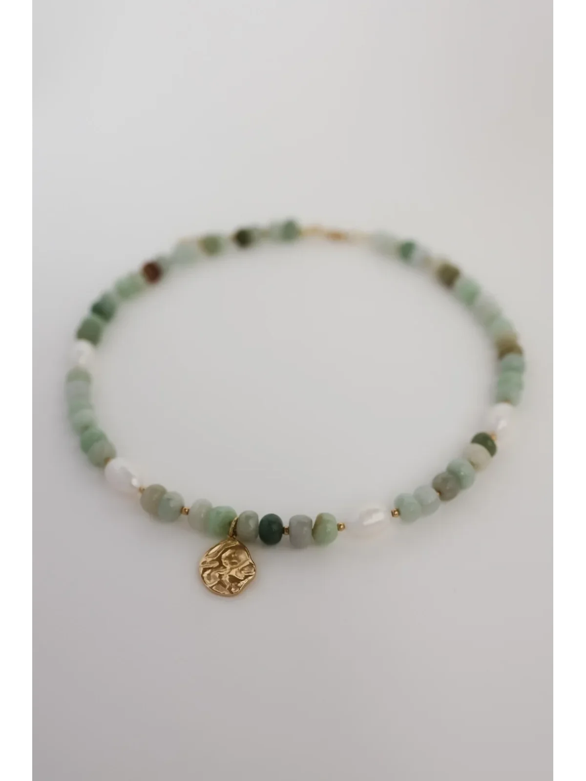 Zielony naszyjnik z akwamarynu i pereł naturalnych | Upiększaj