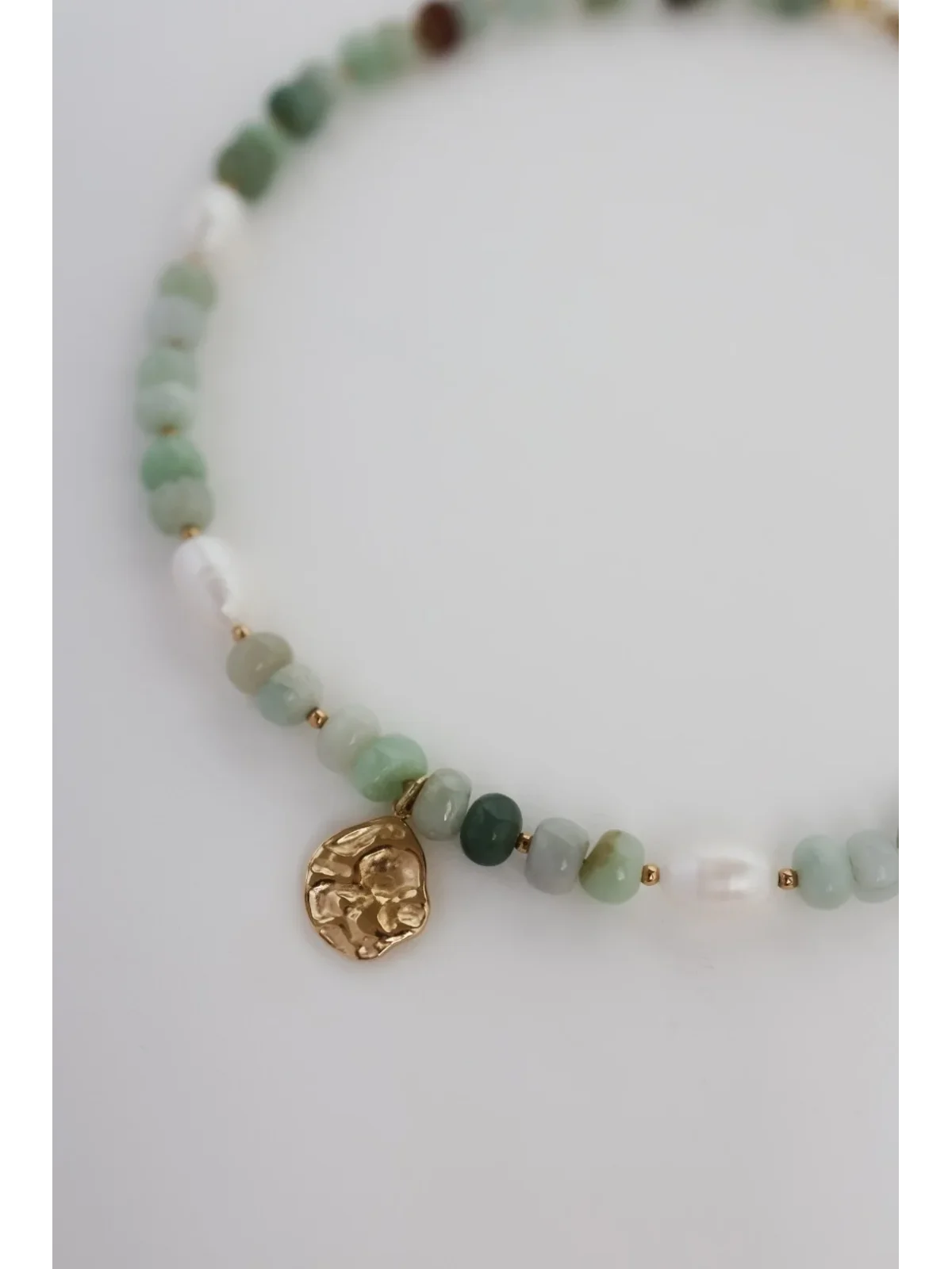 Zielony naszyjnik z akwamarynu i pereł naturalnych | Upiększaj