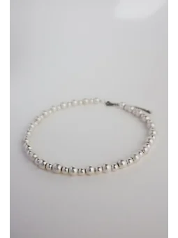 Satynowy naszyjnik ze srebrnego hematytu | Upiększaj