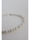Adjustable satin-plated hematite necklace in a light silver shade, clasp and extender, handmade – photo 4