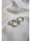 Stretch ring of silver-coloured hematite with a cultured freshwater pearl on elastic cord, handmade – photo 4