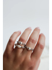 Stretch ring of silver-coloured hematite with a cultured freshwater pearl on elastic cord, handmade – photo 5