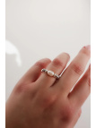 Stretch ring of silver-coloured hematite with a cultured freshwater pearl on elastic cord, handmade – photo 6