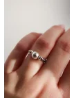 Srebrny pierścionek elastyczny z hematytu | Upiększaj