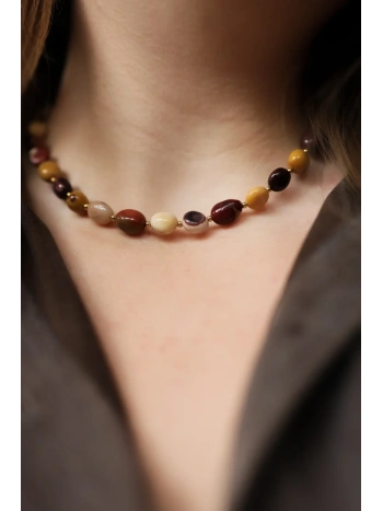 Jesienny naszyjnik z kamieni mokaitu | Upiększaj