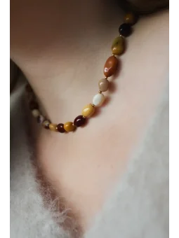 Jesienny naszyjnik z kamieni mokaitu | Upiększaj