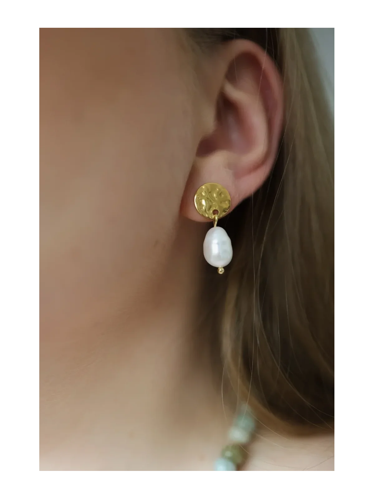 Kolczyki z naturalnymi perłami ze stali chirurgicznej |  Upiększaj