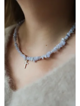 Błękitny naszyjnik z chalcedonu | Upiększaj