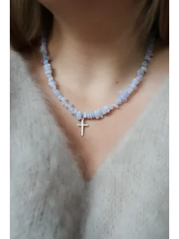 Błękitny naszyjnik z chalcedonu | Upiększaj