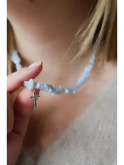 Błękitny naszyjnik z chalcedonu | Upiększaj