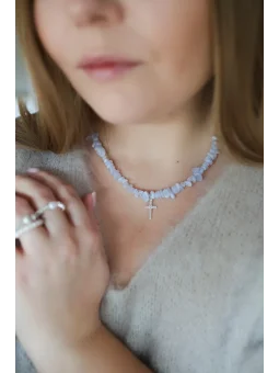 Błękitny naszyjnik z chalcedonu | Upiększaj