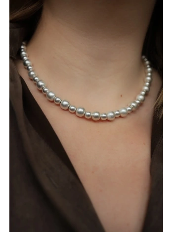 Satynowy naszyjnik ze srebrnego hematytu | Upiększaj