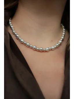 Satynowy naszyjnik ze srebrnego hematytu | Upiększaj