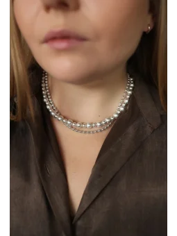 Satynowy naszyjnik ze srebrnego hematytu | Upiększaj