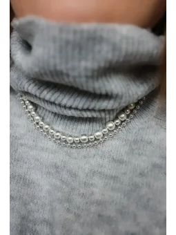 Satynowy naszyjnik ze srebrnego hematytu | Upiększaj