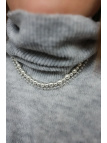 Adjustable necklace of satin-finish plated hematite in a light silver shade, clasp and extender chain, handmade – photo 8