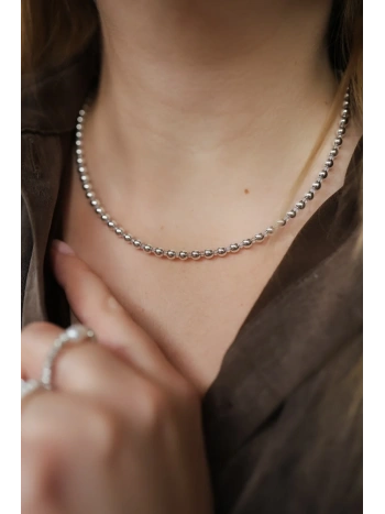 Srebrny naszyjnik z hematytu i opalu | Upiększaj